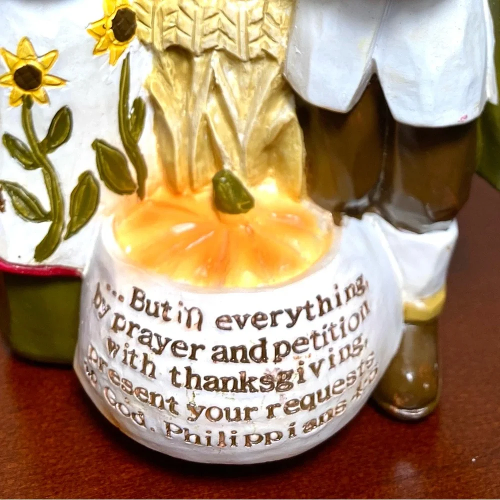 Faith at Home Harvest Pilgrim Couple Resin Decorative Tabletop Figurine